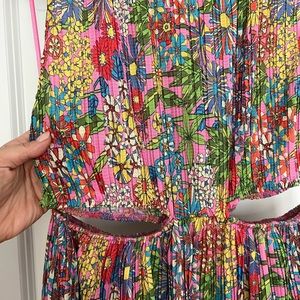 Zara floral cut out midi length dress, size Large. Brand new, without tags.